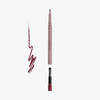 Dominique Cosmetics Lip Frame Pencil in dunklem Rot (Berry Sweet, mit einem Pinsel an einem Ende und einem dunkelrotem Muster auf weißem Hintergrund.