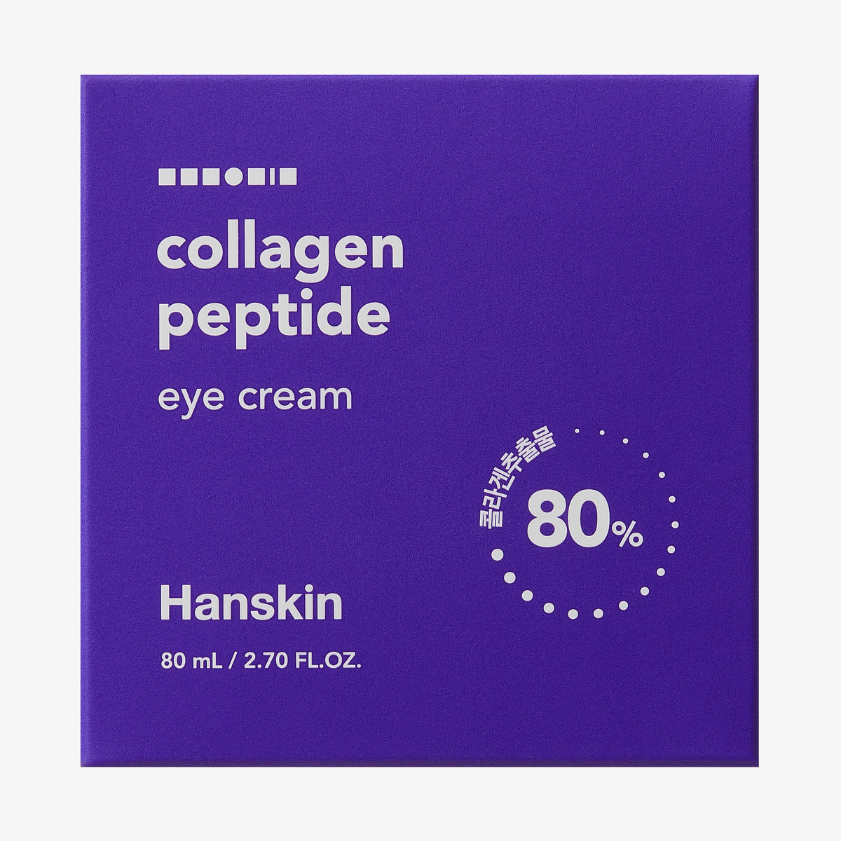 Lilafarbene Schachtel Collagen Peptide Eye Cream mit weißer Schrift vor weißem Hintergrund.