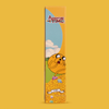 Gelbe Verpackung des Adventure Time Lip Gloss Jake The Dog von Lethal Cosmetics vor gelbem Hintergrund.