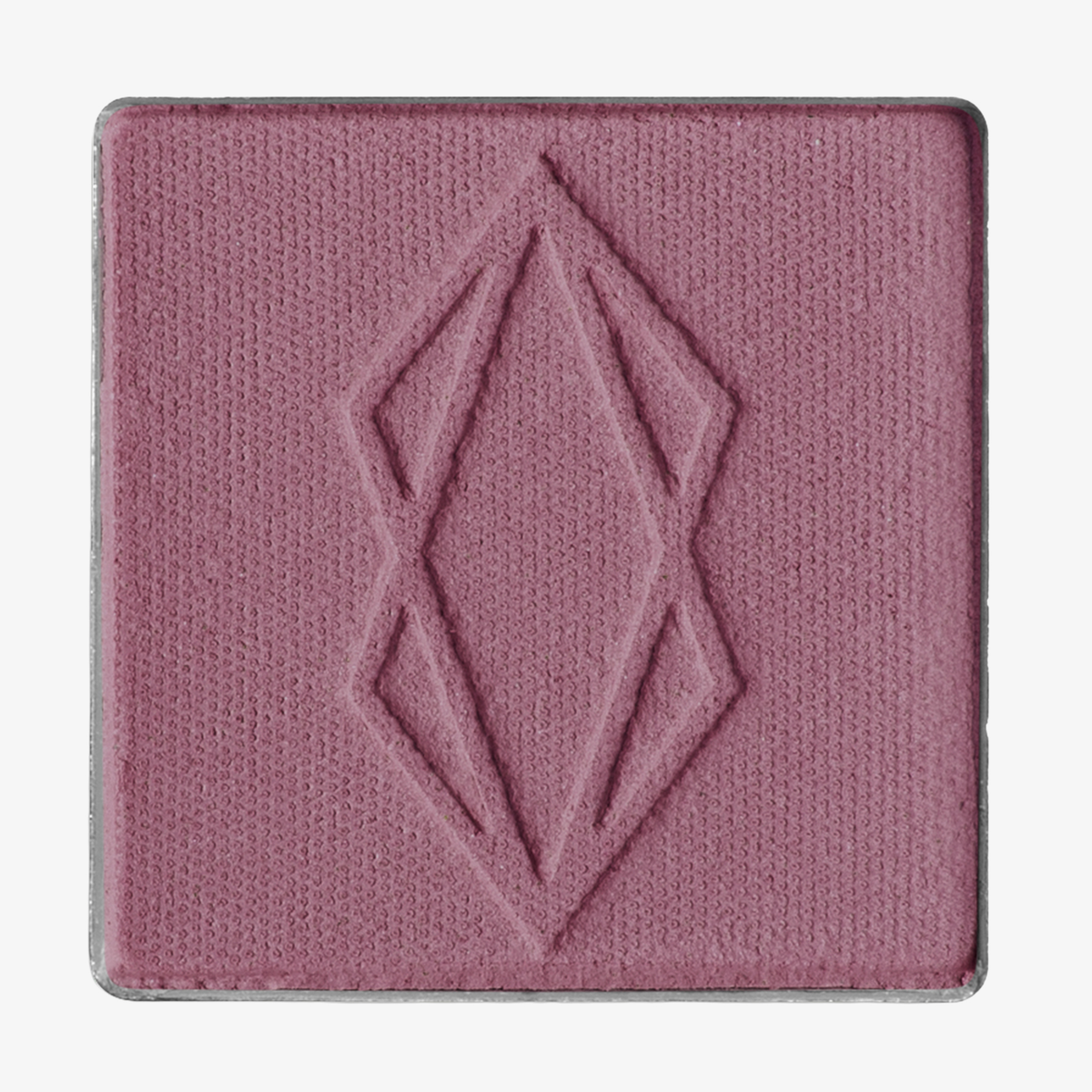 Quadratisches Pfännchen des MAGNETIC™ Pressed Powder Shadow "Lithophyte" von Lethal Cosmetics in mattem altrosa mit geometrischer Rautenprägung.