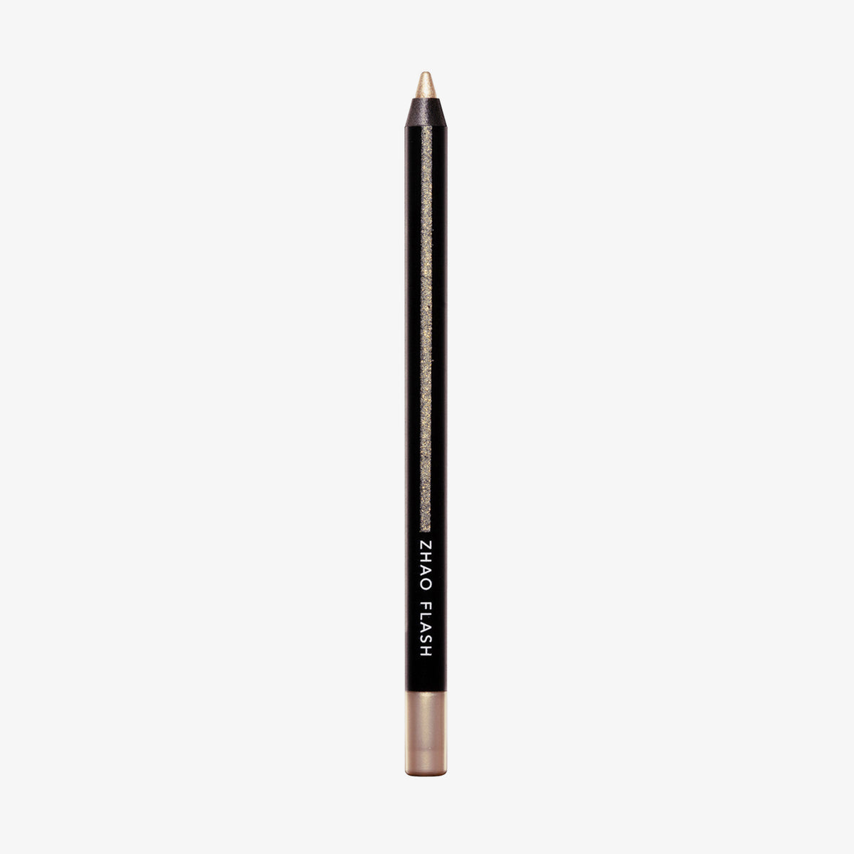 Schwarzer Crayon Make-up-Stift in der Farbe Zhao Flash (champagner glitzernd) von LH Cosmetic auf weißem Hintergrund.
