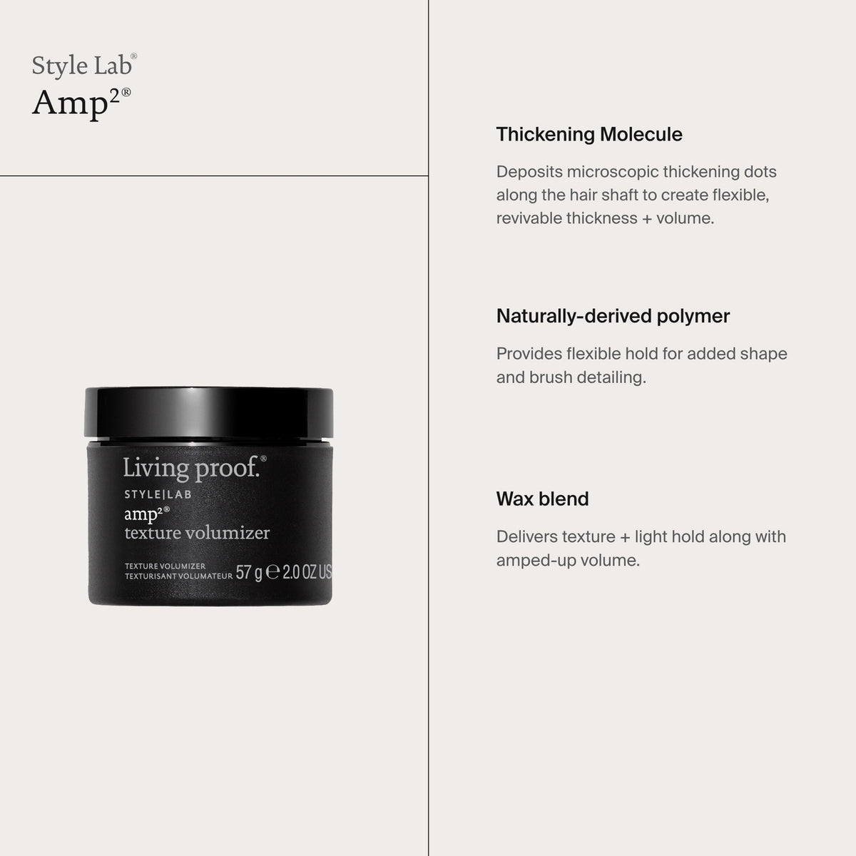 Tiegel Style Lab Amp Texture Volumizer von Living Proof neben Vorteilen der enthaltenen Inhaltsstoffe