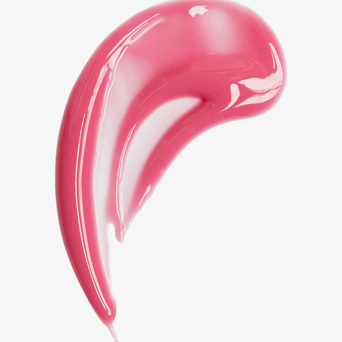 Ein Swatch-Wirbel des glänzenden rosa Lip Glow Oil Balm Berry Cream auf weißem Hintergrund