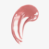 Ein rosefarbener glänzender Swatch des Lumene Lip Glow Oil Balm SPF30 in 1 Fudge auf weißem Hintergrund.