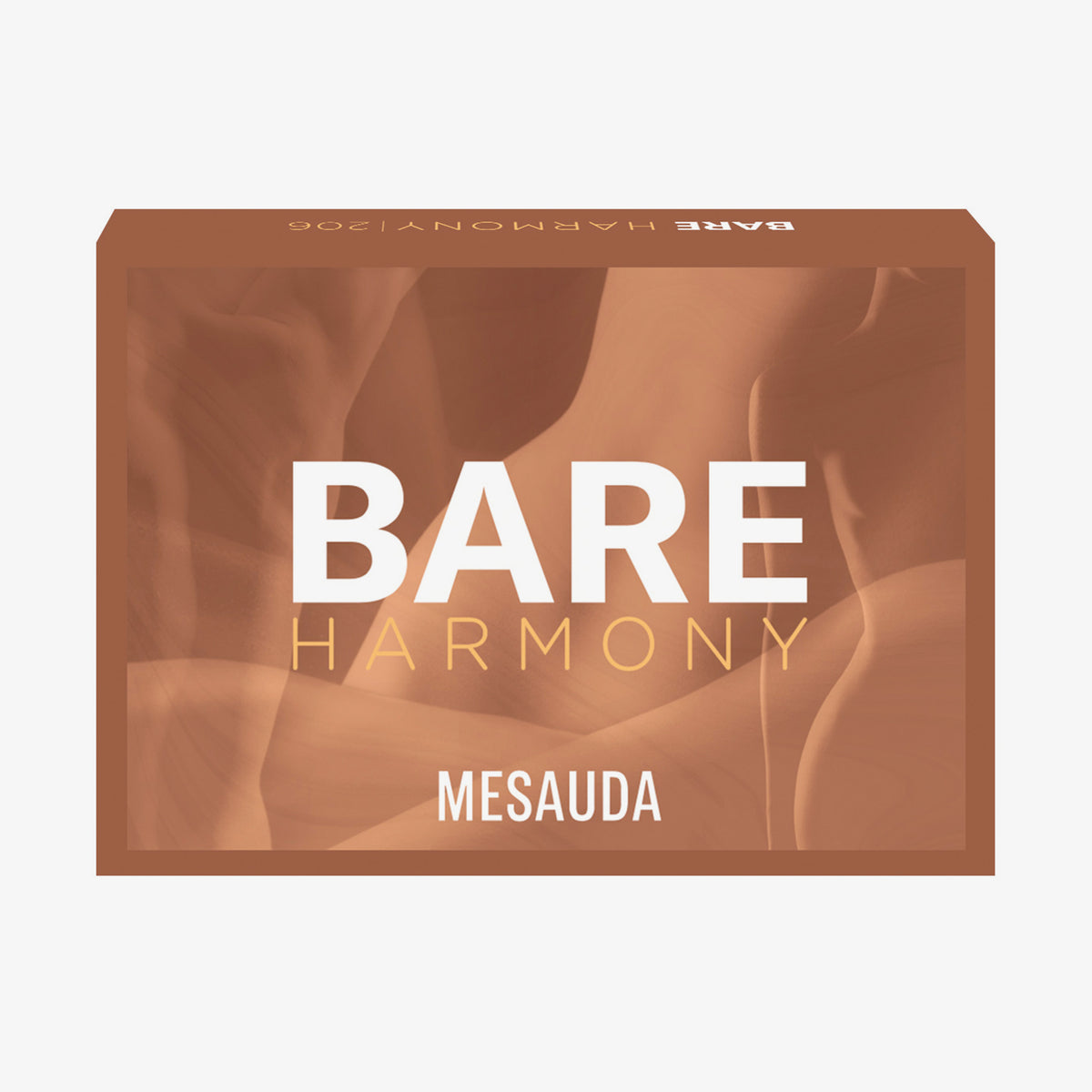 Die Mesauda Beauty Bare Harmony 3.0 ist eine rechteckige Make-up Box mit einem braunen, gewirbelten Hintergrunddesign.