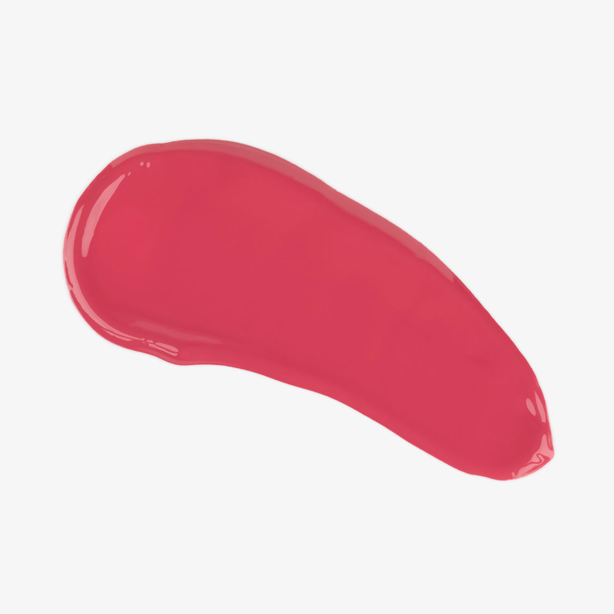 Ein Farbstreifen des glänzenden Flush of Blush Strawberry Kiss in leuchtendem korallenrot auf weißem Hintergrund.