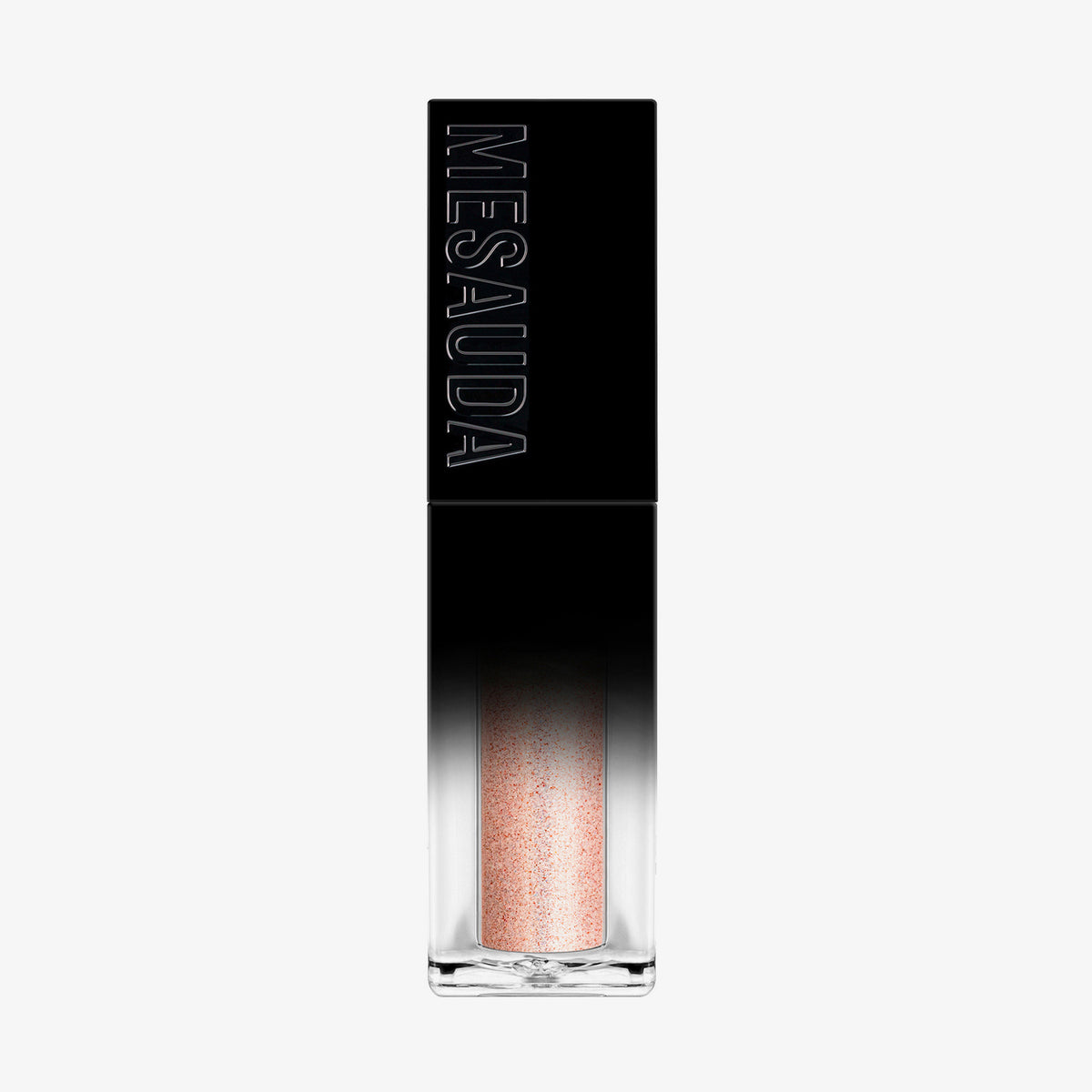 Der Galactic Shadow Flüssigliedschatten von Mesauda Beauty in einer rechteckigen Tube mit dem Mesauda-Label auf einer schwarzen Kappe.
