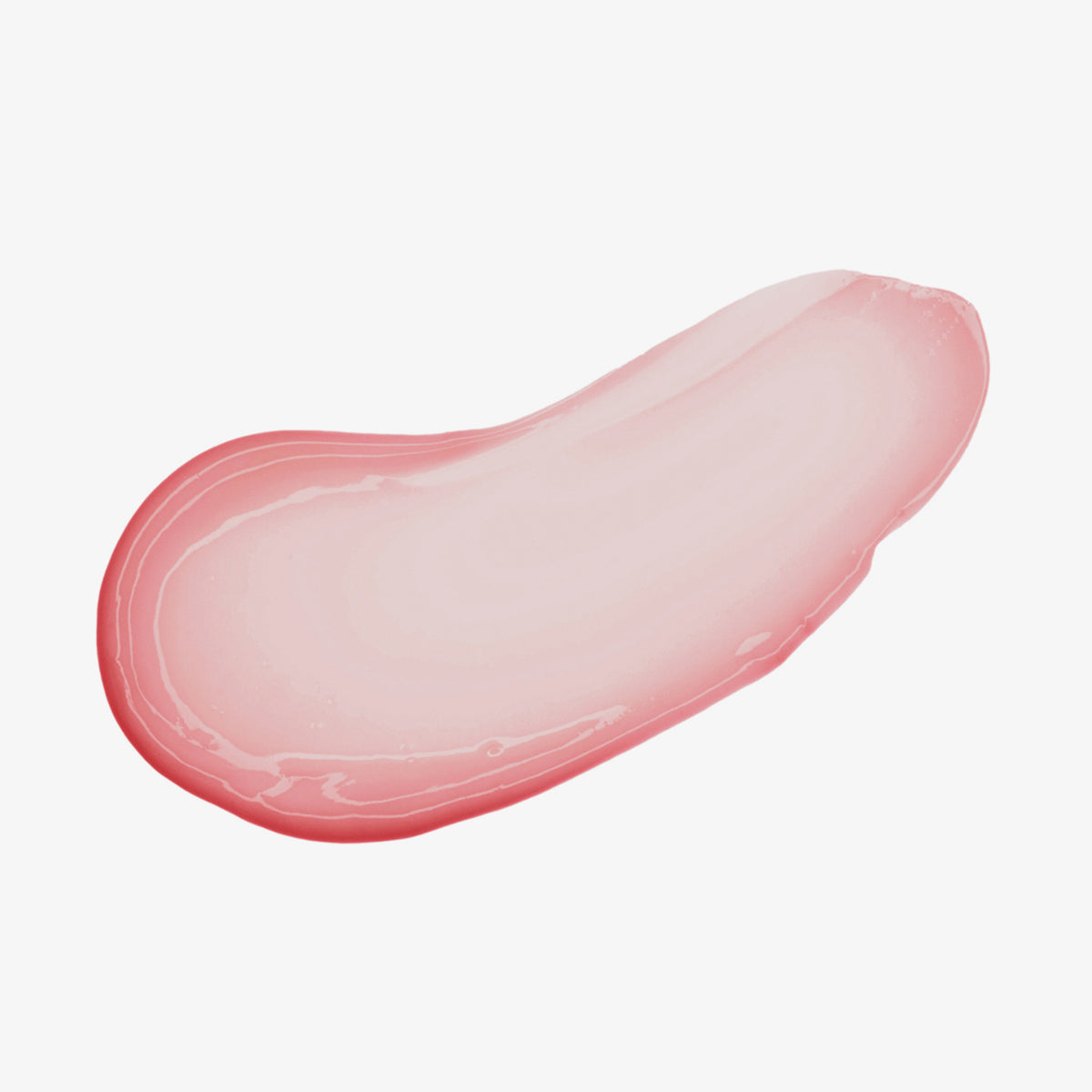 Ein Abstrich des rosafarbenen durchscheinenden Gels Hydramorphosis von Mesauda Beauty auf einem weißen Hintergrund.