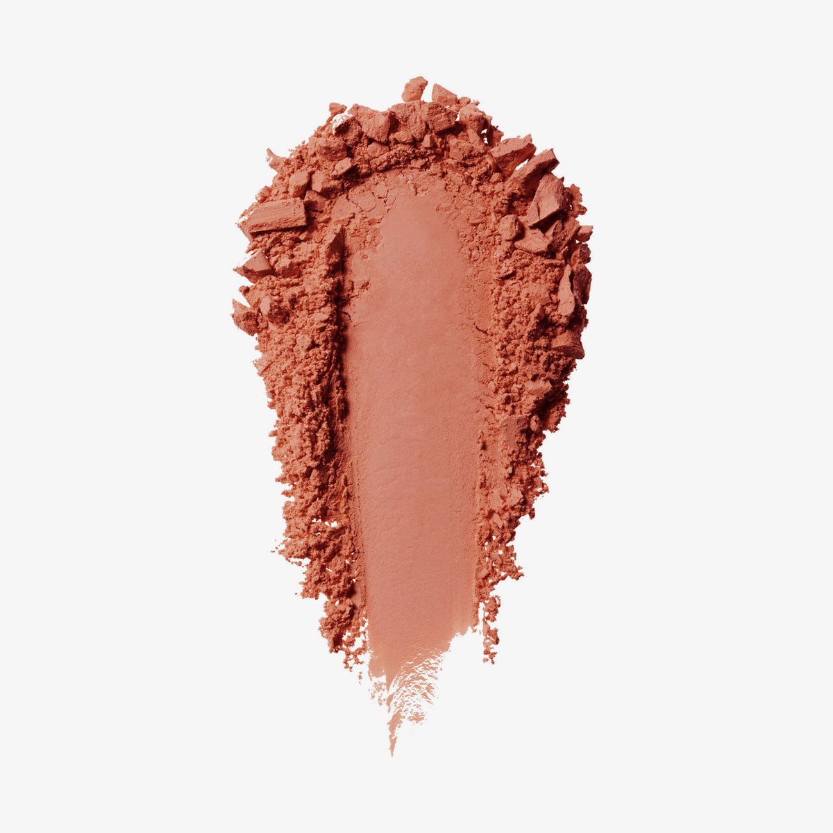 Blush-Puder in der Farbe satisfaction, als kräftiger Farbstrich mit krümeligen, unregelmäßigen Rändern auf weißem Hintergrund.