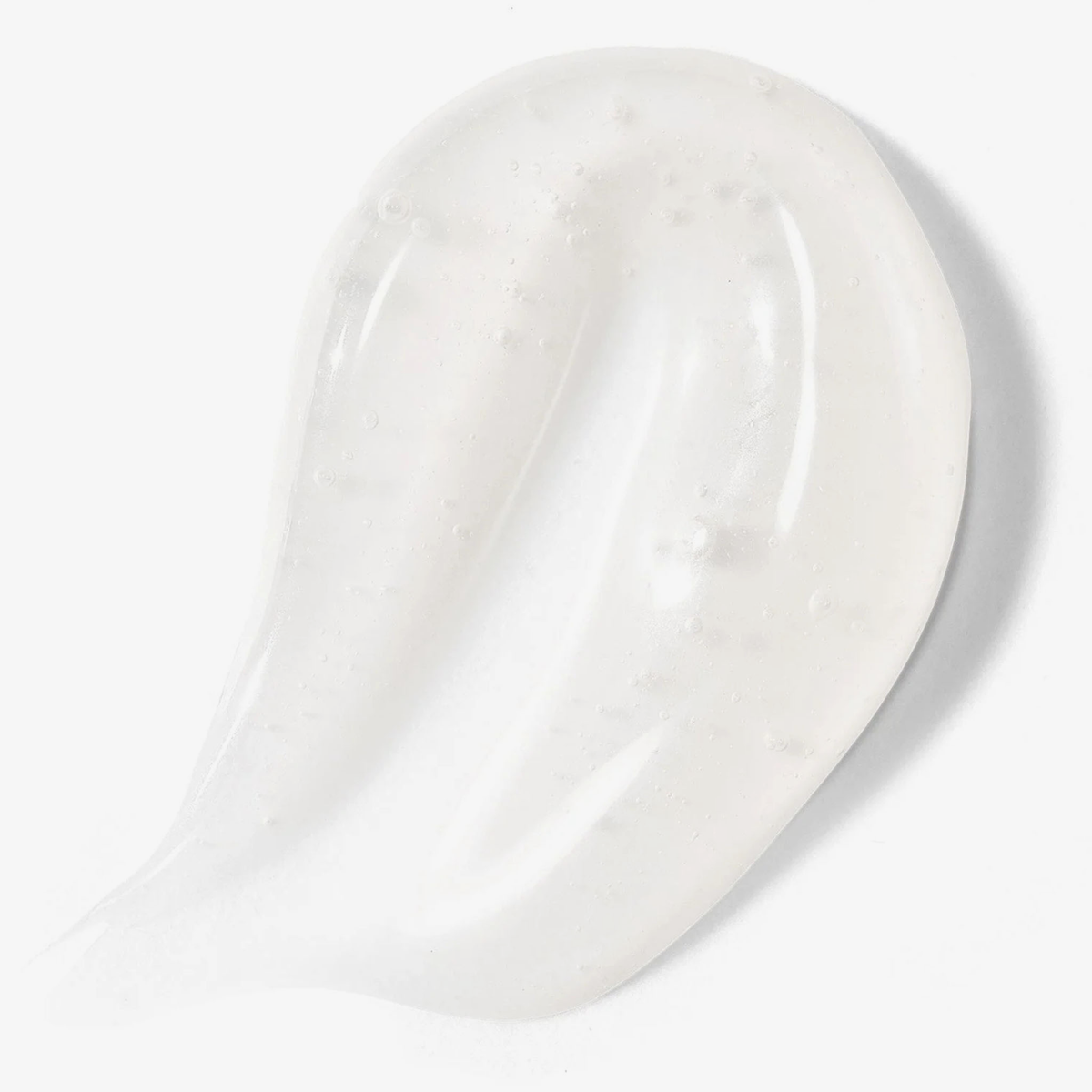 Ein Strudel aus NERDS. Peptide + Hyaluronic Acid Lip Treatment erscheint als glänzendes, durchscheinendes weißes Gel auf weißem Grund.