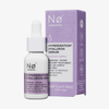 Eine Flasche und Schachtel Nø Cosmetics Hyperdration® Hyaluron Serum mit Tropfer in lila Verpackung.