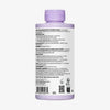 Rückseite einer lavendelfarbenen Flasche N°4P Blond Enhancer Toning Shampoo mit Produktbeschreibung auf weißem Etikett vor weißem Hintergrund.