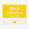 Gelb-weiße Schachtel mit der Aufschrift "Q + A Ceramide Gescihtscreme, 50 g, Schutz & Pflege“.