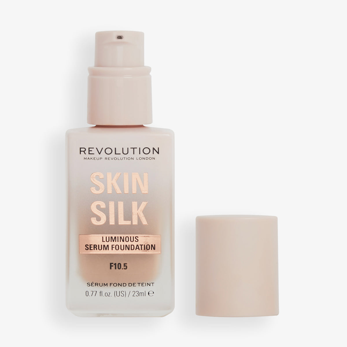 Eine Flasche Skin Silk Serum Foundation ohne Deckel, Farbton F10.5.