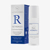 Skincare-Produkt Skintegra Retiron 0.1 in weißer Flasche neben passender Verpackung mit blau-weißer Aufschrift und Inhaltsangaben.