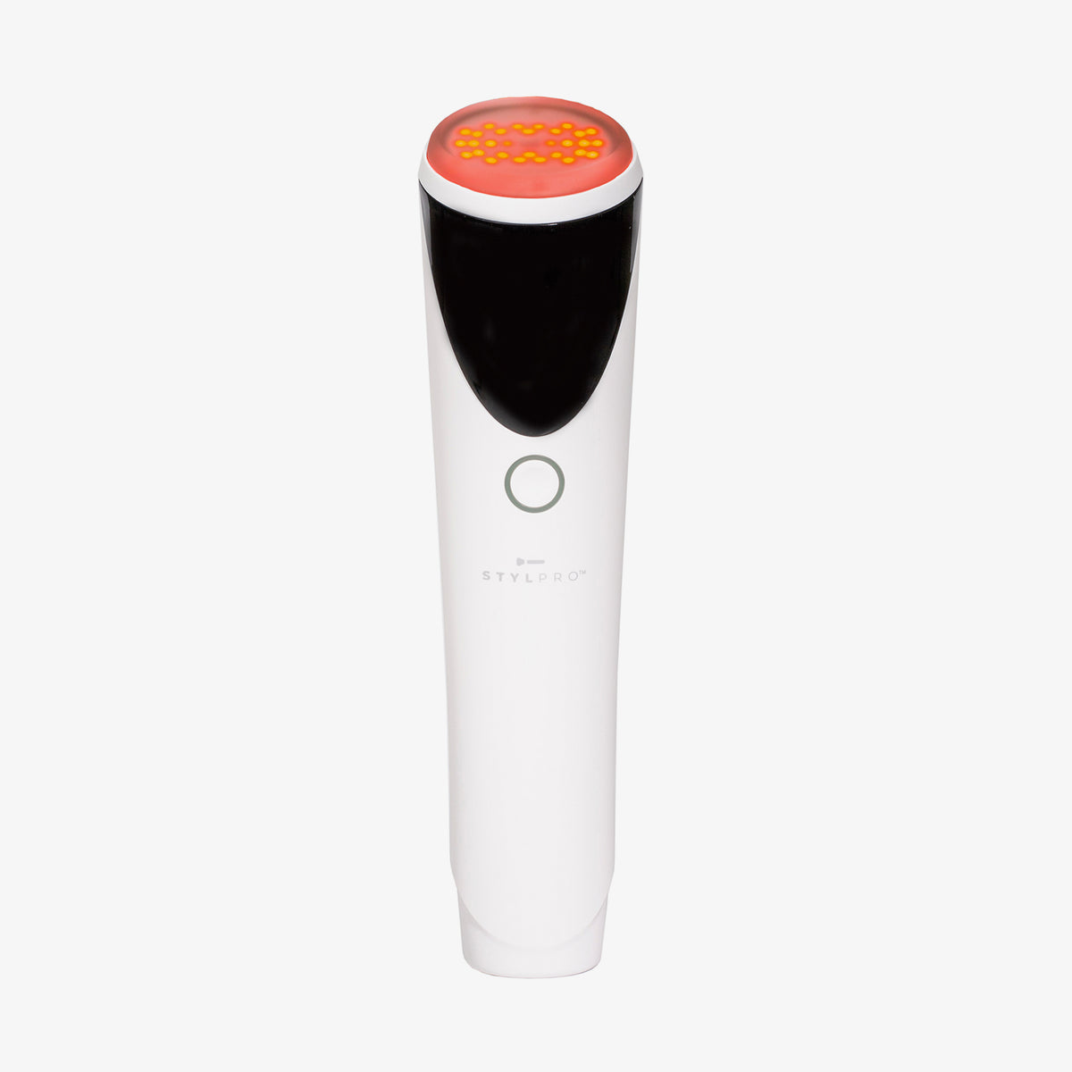 Das Pure Red LED Light Therapy Facial Device ist ein weißes, handliches Gerät mit einem roten Licht an der Oberseite.