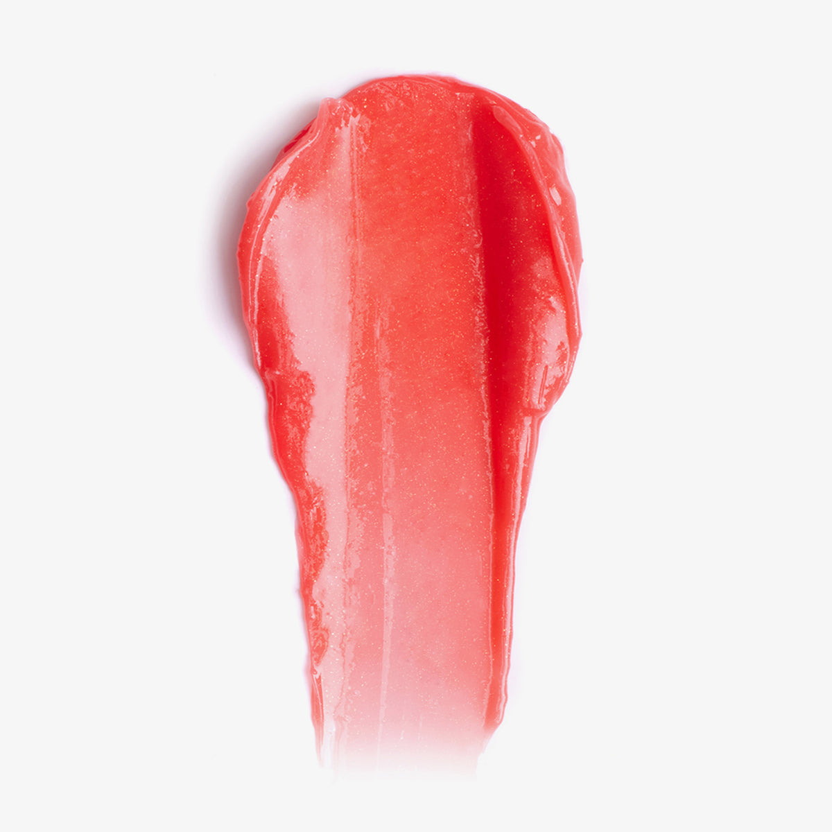 Ein Klecks Sheen Screen Hydrating Lip Balm SPF50 mit seinem leuchtend roten Farbton glänzt auf einem weißen Hintergrund.