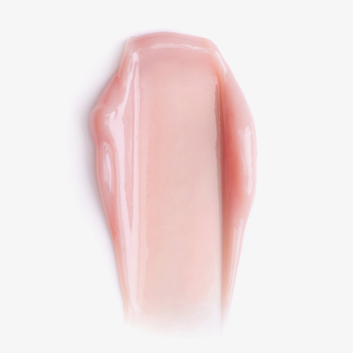 Sheen Screen Hydrating Lip Balm SPF50 in Pink auf weißem Hintergrund, mit einer glänzenden, ungleichmäßigen organischen Textur.