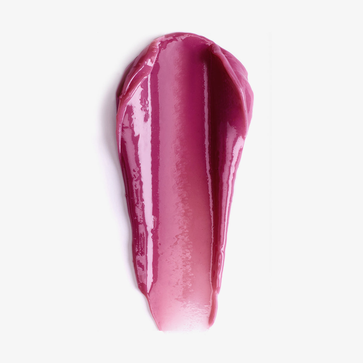Ein Muster des Sheen Screen Hydrating Lip Balm SPF50 in glänzendem Pink, verschmiert auf weißem Hintergrund.