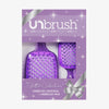 Das UNbrush Glitter Duo Set Amethyst Lavender von UNbrush wird in einer Geschenkbox mit silbernem Bandaufdruck geliefert.