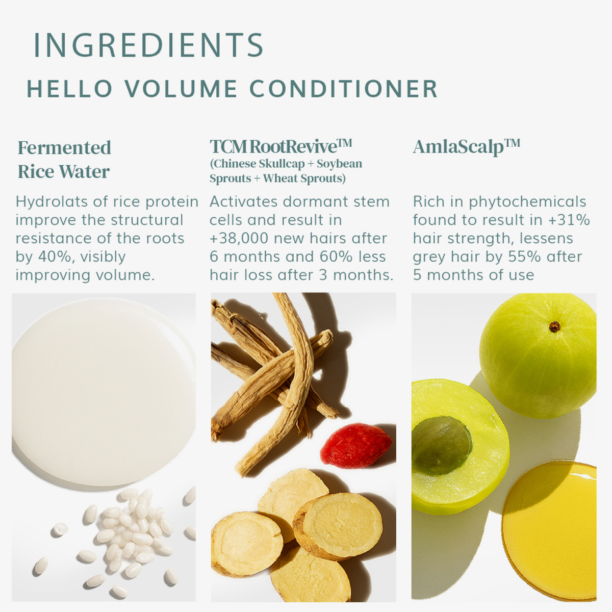 Der „Hello Volume Hair Loss Conditioner“ stärkt das Haar um 40 % und sorgt innerhalb von 6 Monaten für 38.000 neue Haare. Von Abyssian.