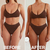 Vorher-Nachher-Bilder einer Frau in brauner Unterwäsche zeigen die bräunende Wirkung der Gradual Tanning Butter
