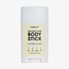 Weißer Behälter im Deodorant-Stil für einen Breakout+Aid-Körper-Stick mit Glykolsäure.