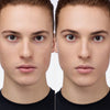 Vorher-Nachher-Bild einer Person mit braunem Haar und braunen Augen die die Wirkung des Instant Bright Serum Concealer 001N auf der Haut präsentiert.
