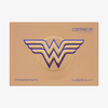 Catrice präsentiert die Wonder Woman Eyeshadow Palette mit einem gold-blauen Logo auf dem Cover.