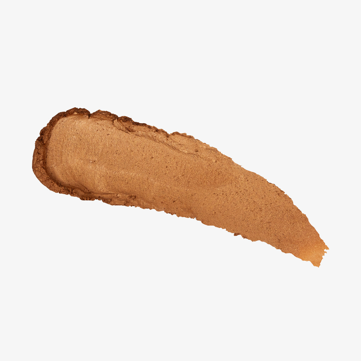 Ein gold-bronzener Farbstreifen Yummy Skin Blurring Balm Powder Lowlighter Incognito auf weißem Hintergrund.
