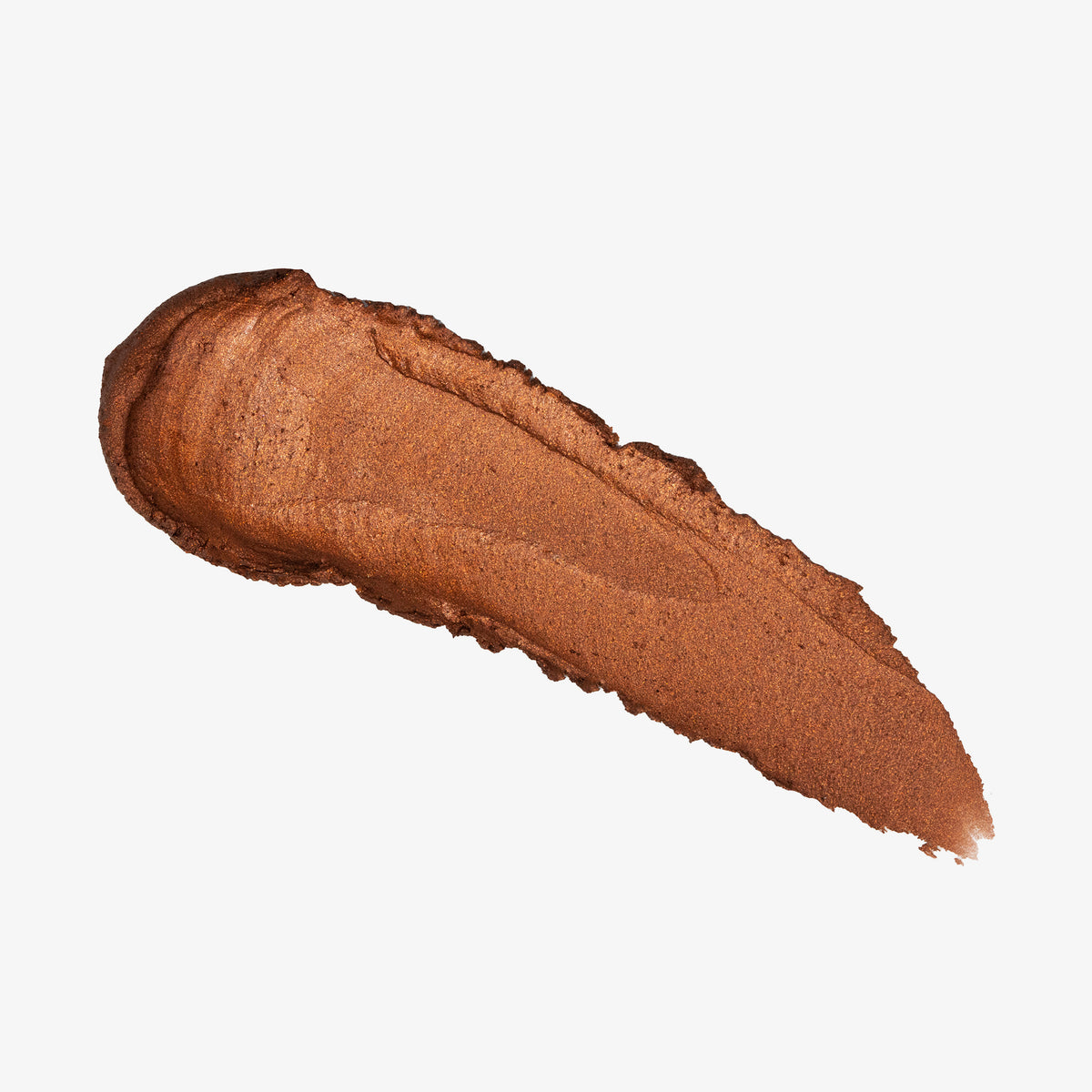 Ein bronzener Farbstreifen Yummy Skin Blurring Balm Powder Lowlighter Off The Grid auf weißem Hintergrund.