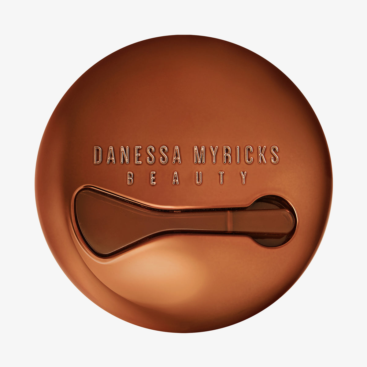 Geschlossener runder bronzener Behälter Yummy Skin Moisture Repair Balm Serum mit Mini-Applikator im Deckel.
