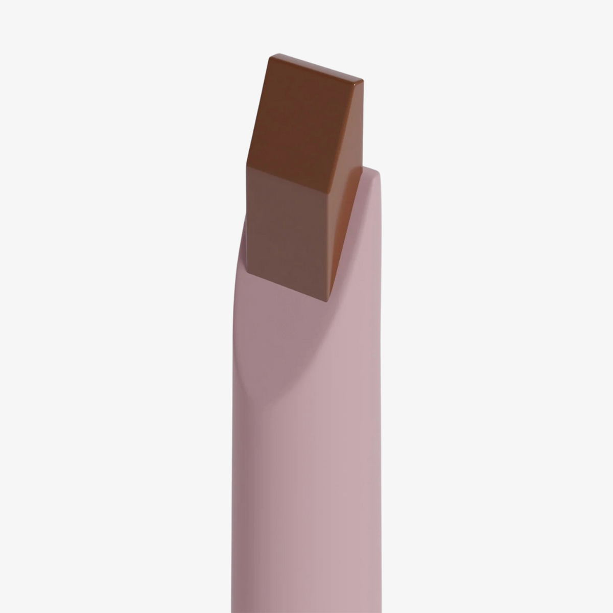 Der Dominique Cosmetics Lip Frame Pencil in der Farbe Soft Brownie mit abgewinkelter, quadratischer Spitze steht auf weißem Hintergrund.