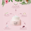 HUSH Multi-Purpose Moisturiser mit Pfeilen, die die Vorteile von Kokosnussöl, Aloe Vera, Vitamin E und Traubenkernöl hervorheben.