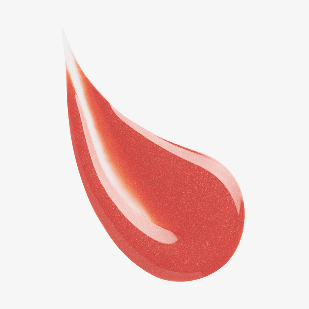 Korallroter Farbstreifen des Lumene INVISIBLE ILLUMINATION Liquid Blush Bright Blossom auf weißem Hintergrund.
