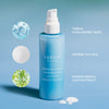 Lumene Nordic Hydra [LÄHDE] Hydrating Lotion Moisturizer in einer blauen Flasche, auf der die wichtigsten Inhaltsstoffe und deren Abbildungen abgebildet sind.