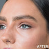 Nahaufnahme des Gesichts einer Frau mit gepflegten Augenbrauen und glatter Haut nach der Anwendung von Signabrow von Mesauda Beauty, mit "AFTER" in der Ecke.