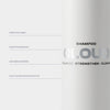 Minimalistische SHYNE Cloud Shampoo-Flasche mit CLOUD-Etikett und deutschem Text mit Produktvorteilen auf der linken Seite.