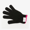 Schwarzer Hitzeschutzhandschuh von StylPro mit pinkem Saum und Label; schützt die Hand beim Styling mit heißen Geräten.