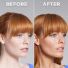  Vorher-Nachher-Bild einer Frau; nach Anwendung des Technocolor Self Tanning Face Serum Sapphire leicht gebräunt.