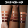 Drei Arme mit unterschiedlichen Hauttönen zeigen Swatches der Dewy Cheek & Lip Palettes von Danessa Myricks Beauty in Nude- und Brauntönen.
