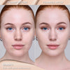 Vorher-Nachher-Bild einer Frau mit heller Haut nach Anwendung des Yummy Skin Lift & Flex Concealers 1 – sichtbar ebenmäßiger Teint.