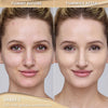 Vorher-Nachher-Bild einer Frau mit heller Haut nach Anwendung des Yummy Skin Lift & Flex Concealers 3 – sichtbar ebenmäßiger Teint.