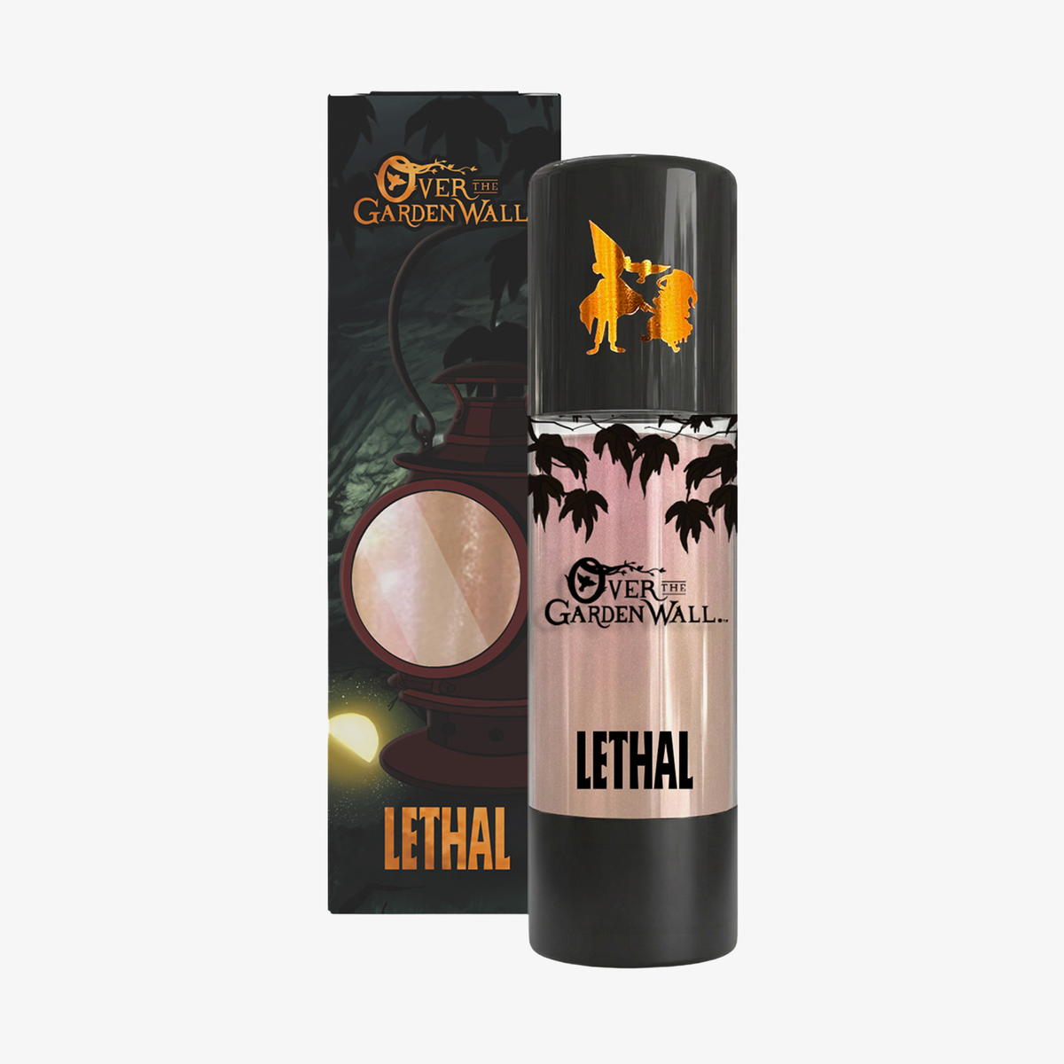 Lethal Cosmetics „Over The Garden Wall“ – „Woodsman’s Lantern“ schimmerndes Körperöl mit einer Verpackung und einem Flaschendesign im Laternen-Stil.