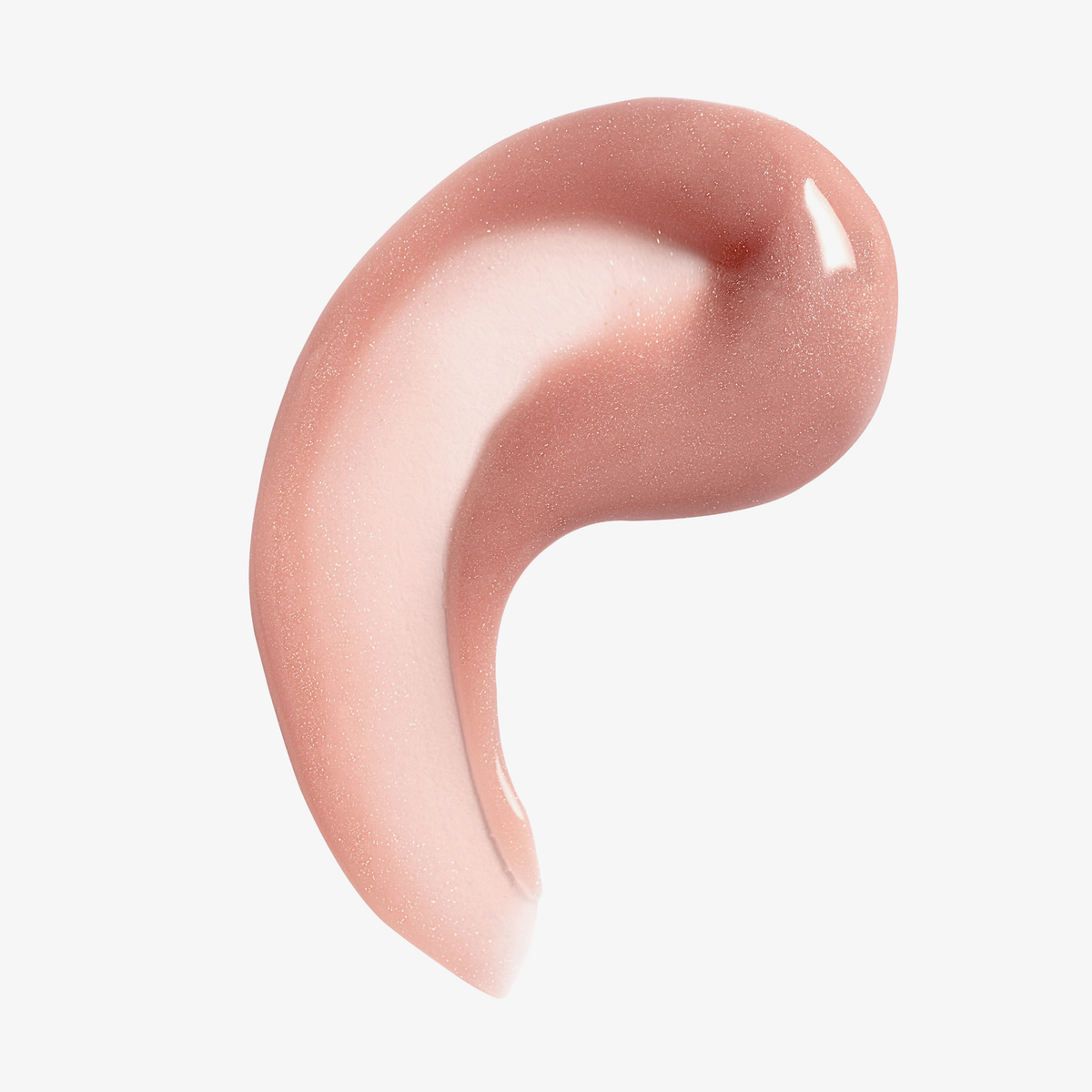 Ein geschwungener Strich aus schimmerndem, nude-rosa Make-up aus dem Lumene GARDEN OF TREATS SET 2026 auf weißem Hintergrund.