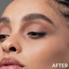 Nahaufnahme des Gesichts einer Frau mit glatter Haut und definierten Augenbrauen nach der Anwendung von Mesauda Beauty Brow a Spell, mit der Aufschrift "AFTER" in der rechten unteren Ecke.