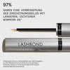 Silberne Tube Original OLAPLEX® Lashbond Building Serum, darüber Ergebnisse einer 12-wöchigen Studie.