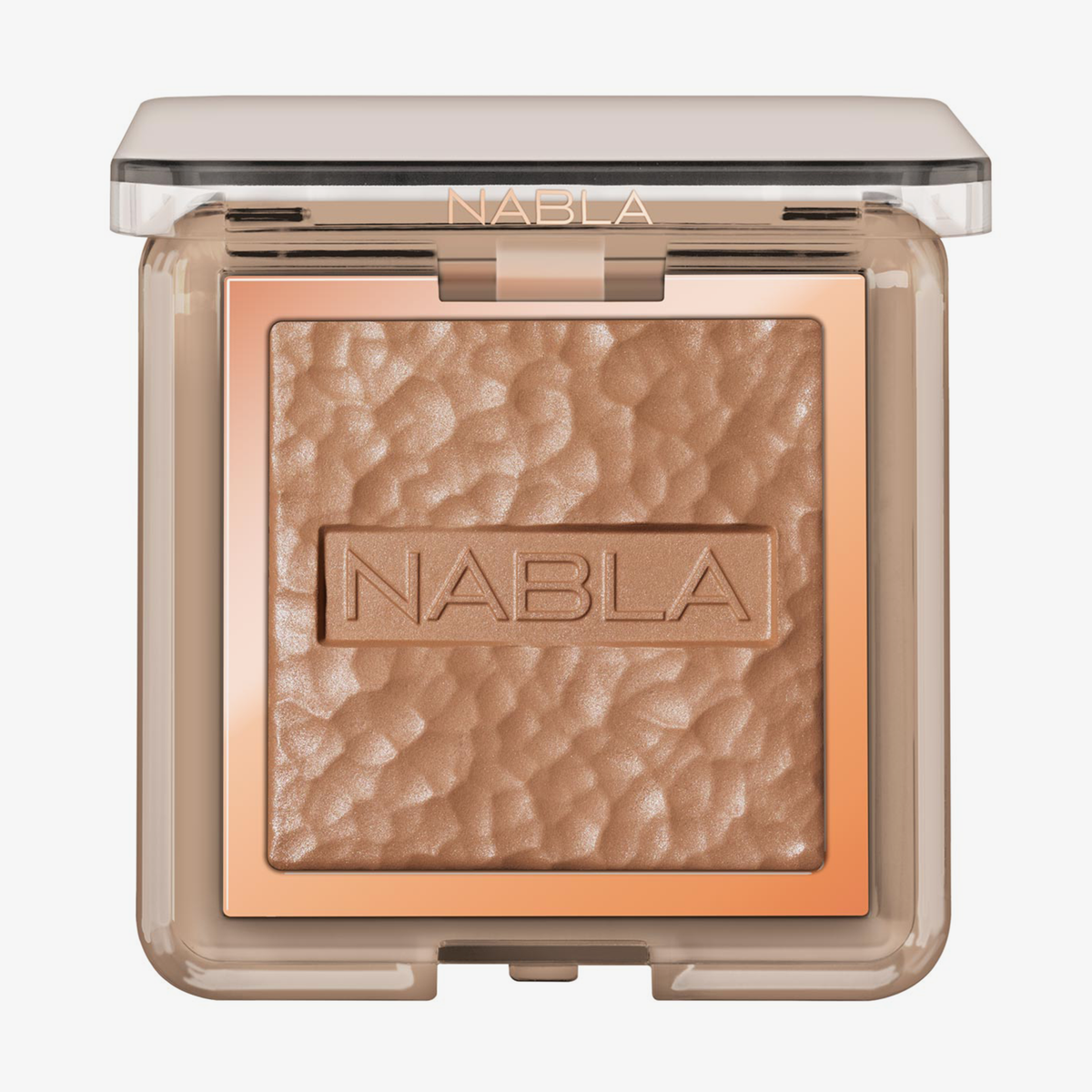 Skin Bronzing von NABLA ist ein quadratischer, kompakter Bronzer mit strukturierter Oberfläche in der Farbe Ambra und in einer durchsichtigen Kunststoffhülle.
