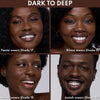 Vier Personen mit dunkler bis tief-dunkler Haut, jeweils mit passender Concealer-Nuance von Shade 17 bis Shade 20 gezeigt.