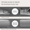 Zwei mikroskopische Haarbilder: gespaltenes, geschädigtes, unbehandeltes Haar und glattes, wiederhergestelltes Haar nach der Behandlung mit Living Proof Triple Bond Complex.